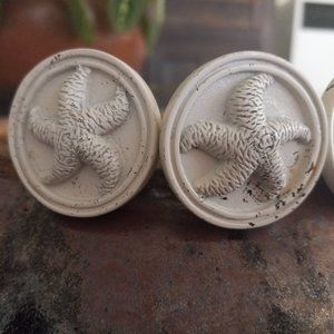 ONE Set of two off-white Starfish drawer knobs